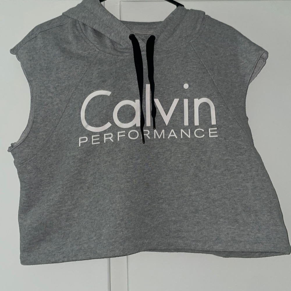 Calvin Klein Crop Top Short Sleeve Hoodie Size Medium